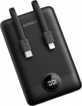 Veger powerbank 10000 mAh with built-in cables Type C / Lightning 22.5W C11 (W1170) Black