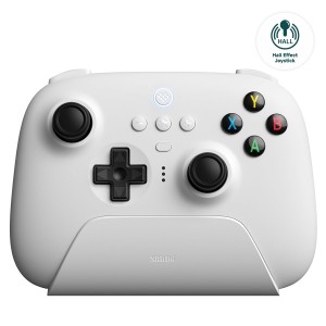 8Bitdo Ultimate 2.4G Wireless Controller, Hall Effect Joystick Update, Gaming Controller with Charging Dock for PC, Android, Steam Deck (White)
