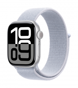 Apple Watch Series 10 GPS + Cellular 42mm Silver Aluminium - Blue Cloud Sport Loop MWX53