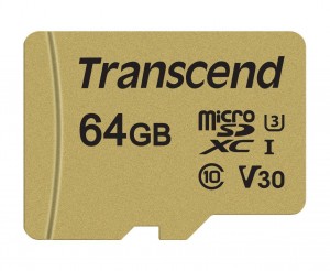 Transcend microSDXC 64GB 500S 95/60 MB/s UHS-I U3/U1, Class 10, V30 (TS64GUSD500S)