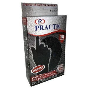 Binis Practic Super Plus 10 Black disposable nitrile exam gloves, size small