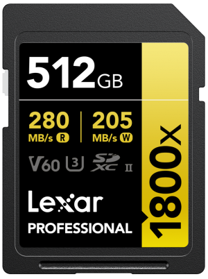 Lexar SDXC Pro 1800x U3 UHS-II R280/W205 (V60) 512GB (LSD1800512G-BNNNG)