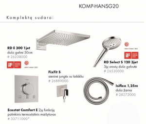 Hansgrohe Ecostat Termostata Dušas Komplekts 5in1 Hroms (KOMP-HANSG20)