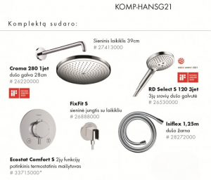 Hansgrohe Ecostat Termostata Dušas Komplekts 6in1 Hroms (KOMP-HANSG21)