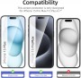 NEWC Pack of 3 Tempered Glass Screen Protector for iPhone 15 Pro Max / 15 Plus (6.7 Inches) 0.33mm Ultra Clear, Ultra Resistant